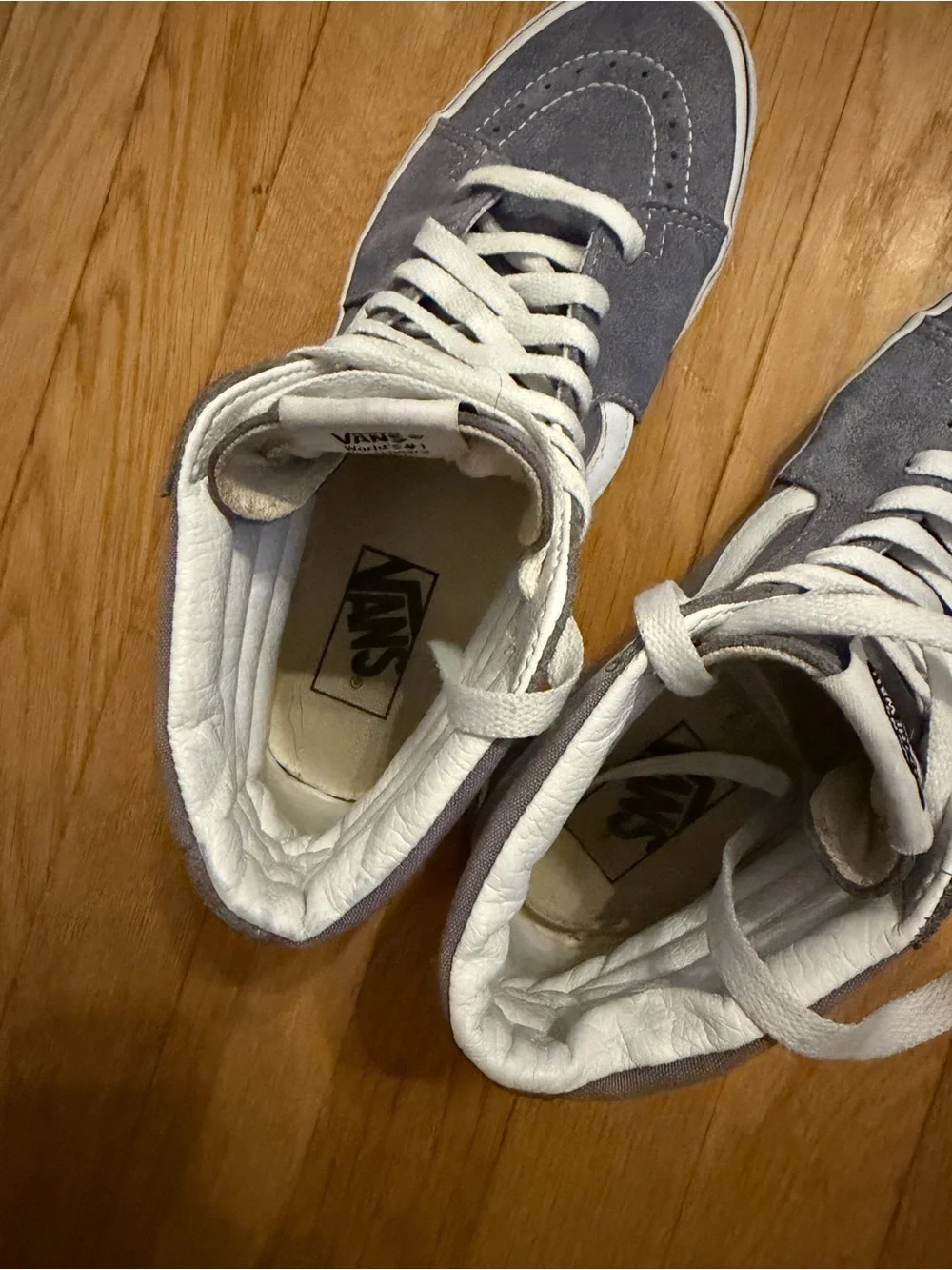 Vans Men's Sk8-Hi High Top Sneakers in Gray & White 7.5